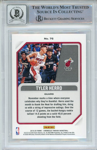 Tyler Herro Autographed 2019-20 Panini Chronicles Threads Rookie Card #76 (BGS 10 Auto)