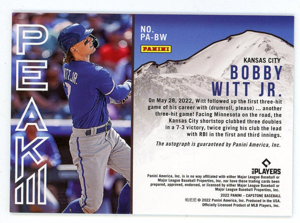 Bobby Witt Jr. 2022 Panini Capstone Peak Autographed RC #PA-BW