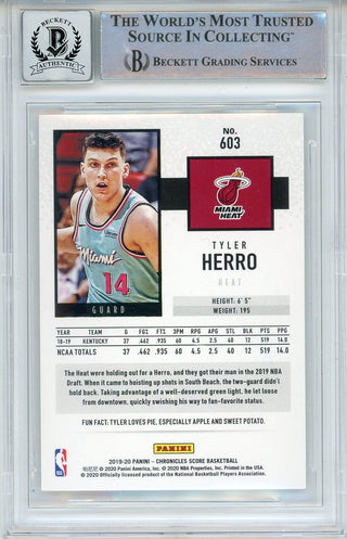 Tyler Herro Autographed 2019-20 Panini Chronicles Rookie Card #603 (BGS 10 Auto)