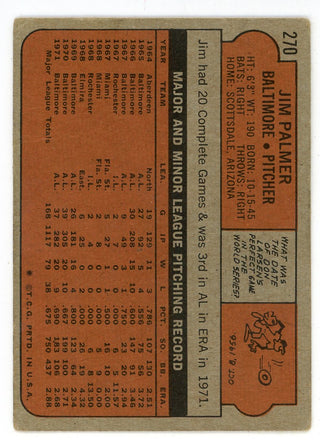 Jim Palmer 1972 Topps #270