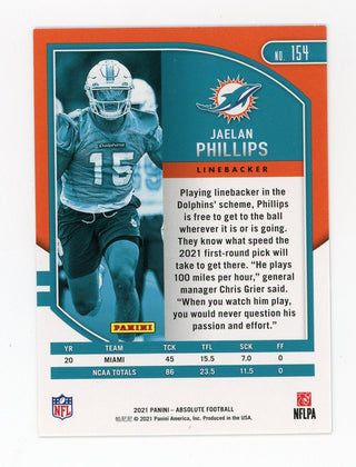 Jaelan Phillips 2021 Panini Absolute #154 Card