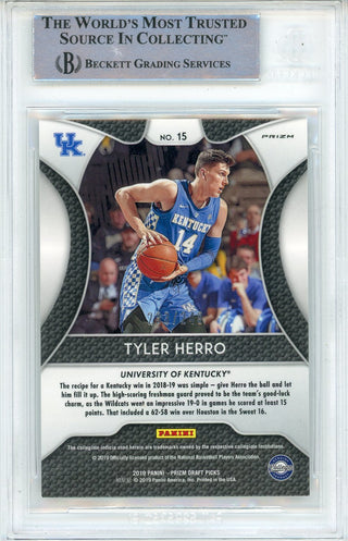 Tyler Herro Autographed 2019-20 Panini Prizm Draft Picks Green & Yellow Prizm Rookie Card #15 (BGS)