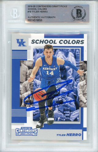 Tyler Herro Autographed 2019-20 Panini Contenders Draft Picks School Colors Rookie Card #19 (BGS)