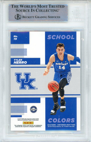 Tyler Herro Autographed 2019-20 Panini Contenders Draft Picks School Colors Rookie Card #19 (BGS)