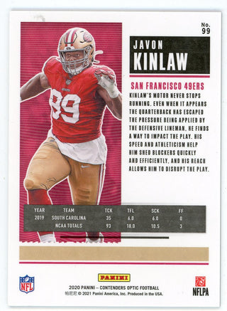 Javon Kinlaw 2020 Panini Contenders Optic Rookie Ticket Card #99