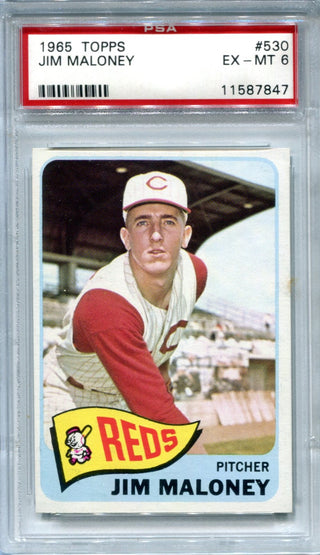 Jim Maloney 1965 Topps #530 PSA EX-MT 6 Card