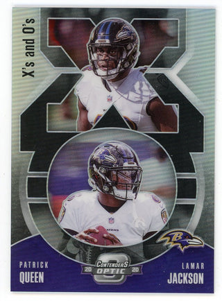 Lamar Jackson & Patrick Queen 2020 Panini Contender's Optic X's and O'x Card #XO5