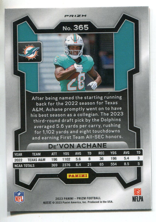 De'Von Achane 2023 Panini Prizm Orange Disco Rookie Card #365