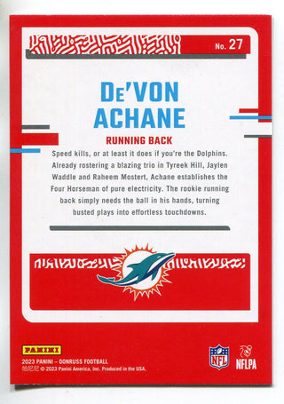 De'Von Achane 2023 Panini Donruss The Rookies Rookie Card #27