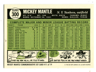 Mickey Mantle 1996 Topps Commemorative Set #300 Reprint