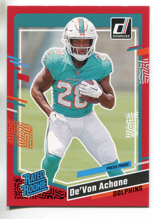 De'Von Achane 2023 Panini Donruss Red Press Proof Rated Rookie Card #365