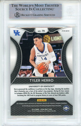 Tyler Herro Autographed 2019-20 Panini Prizm Draft Picks Pink Pulsar Prizm Rookie Card #79 (BGS)