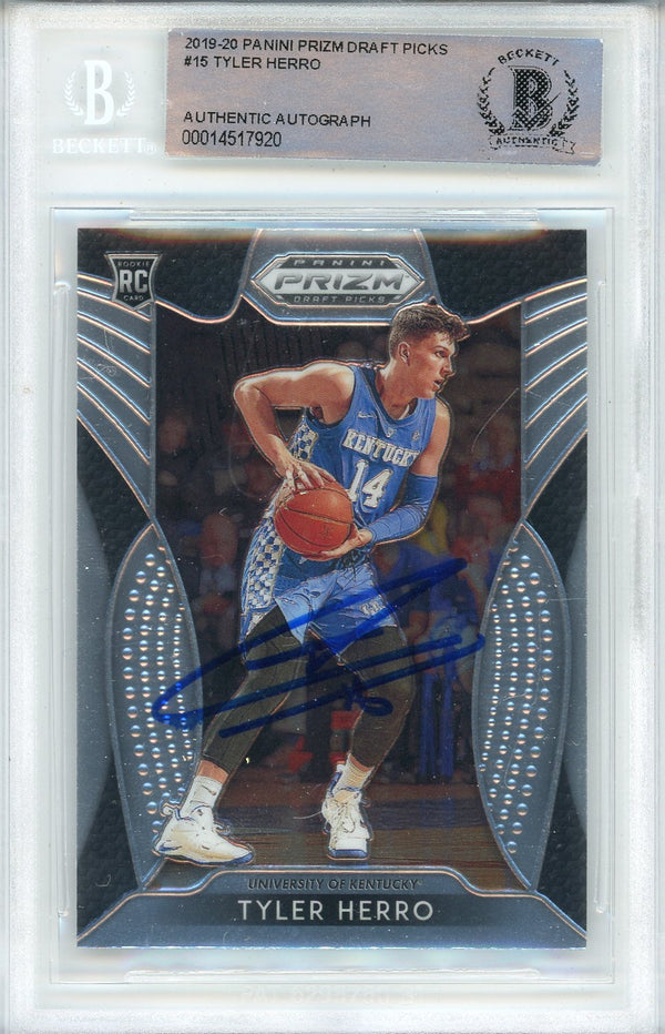 Tyler Herro Autographed 2019-20 Panini Prizm Draft Picks Rookie Card #15 (BGS)