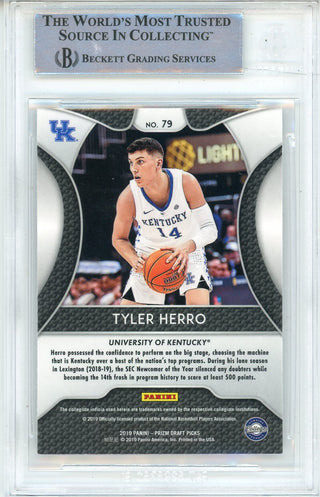 Tyler Herro Autographed 2019-20 Panini Prizm Draft Picks Rookie Card #79 (BGS)