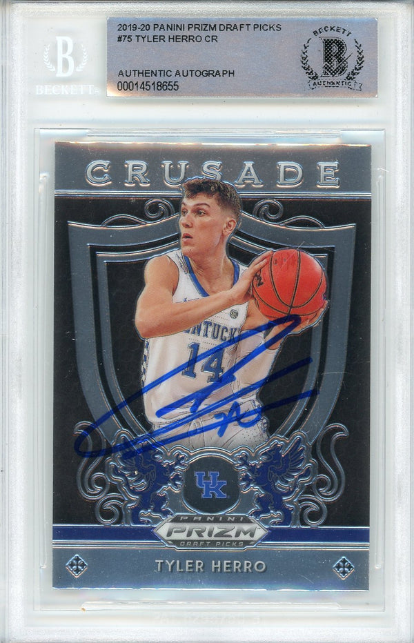 Tyler Herro Autographed 2019-20 Panini Prizm Draft Picks Crusade Rookie Card #75 (BGS)