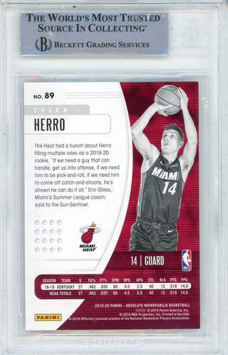 Tyler Herro Autographed 2019-20 Panini Absolute Memorabilia Rookie Card #89 (BGS)