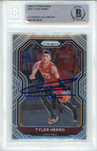 Tyler Herro Autographed 2020-21 Panini Prizm Card #218 (BGS)