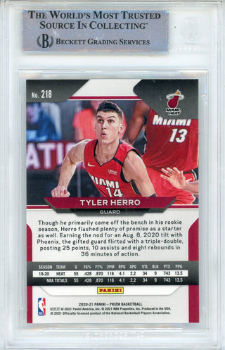 Tyler Herro Autographed 2020-21 Panini Prizm Card #218 (BGS)