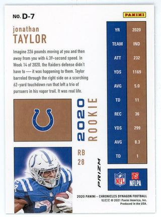 Jonathan Taylor 2020 Panini Chronicles Dynagon Rookie Card #D-7