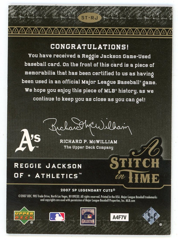 Reggie Jackson 2007 Upper Deck A Stich In Time Patch Relic #ST-RJ