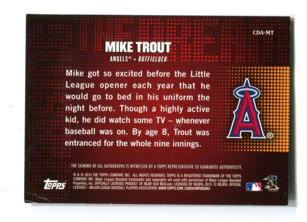 Mike Trout Chasing the dream Autographed 2013 Topps CDA-MT Card