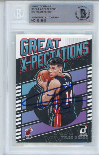 Tyler Herro Autographed 2019-20 Panini Donruss Great X-Pectations Rookie Card #25 (BGS)