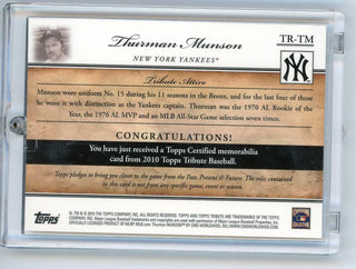 Thurman Munson 2010 Topps Tribute Patch Relic #TR-TM