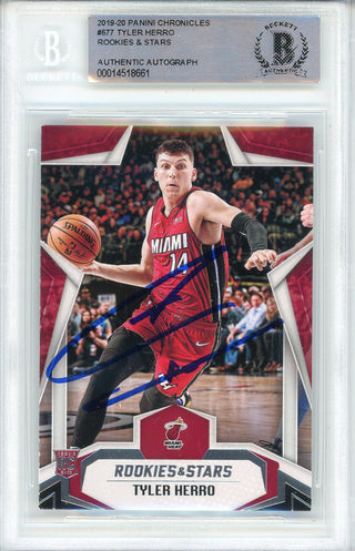 Tyler Herro Autographed 2019-20 Panini Chronicles Rookie Card #677 (BGS)