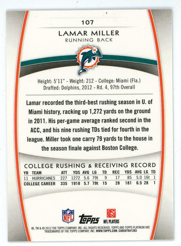 Lamar Miller 2012 Topps Platinum Rookie Card #107