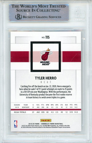 Tyler Herro Autographed 2019-20 Panini Chronicles Rookie Card #115 (BGS)