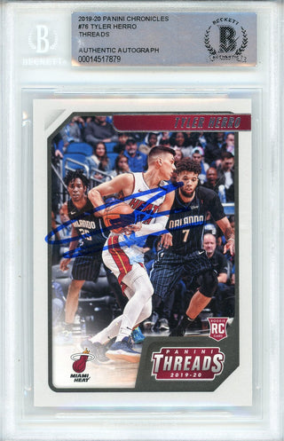 Tyler Herro Autographed 2019-20 Panini Chronicles Threads Rookie Card #76 (BGS)