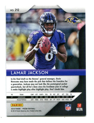 Lamar Jackson 2019 Panini Prizm #212 Rookie Card