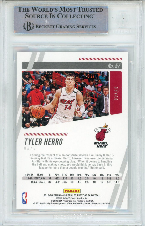 Tyler Herro Autographed 2019-20 Panini Chronicles Prestige Rookie Card #57 (BGS)