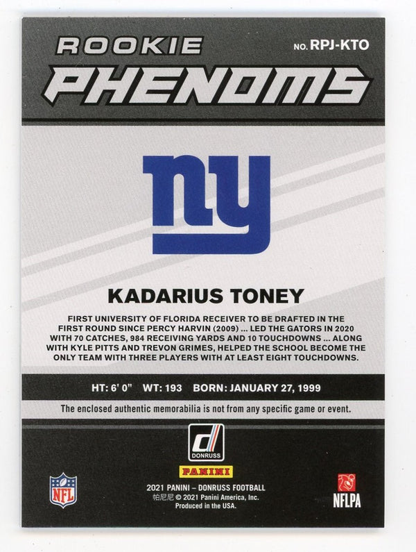 Kadarius Toney 2021 Panini Rookie Phenoms #RPJ-KTO Card