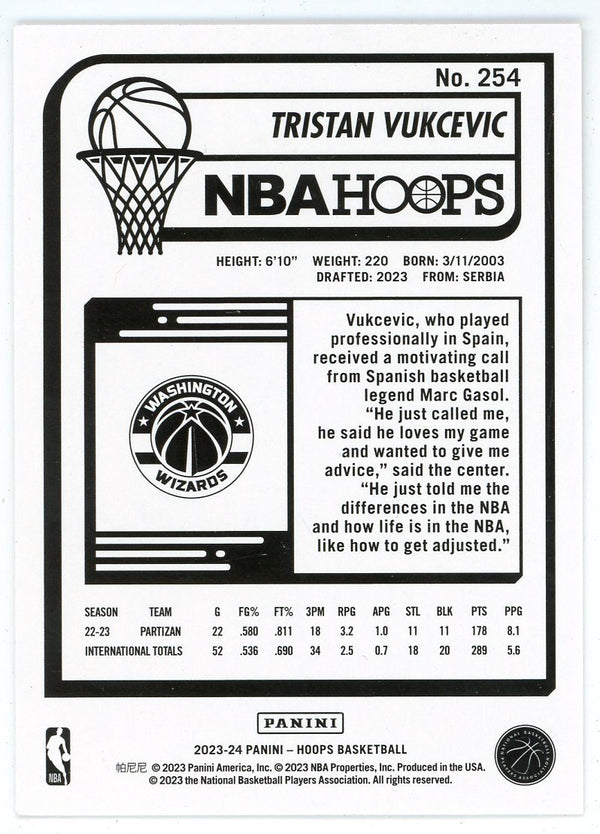 Tristan Vukcevic 2023-24 Panini Hoops #254