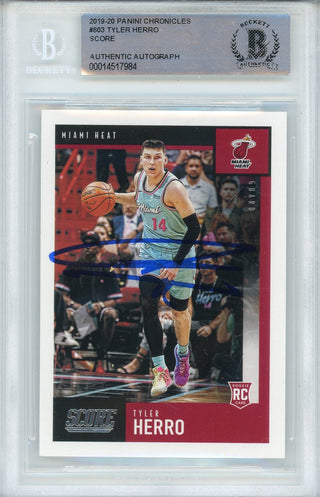 Tyler Herro Autographed 2019-20 Panini Chronicles Score Rookie Card #603 (BGS)