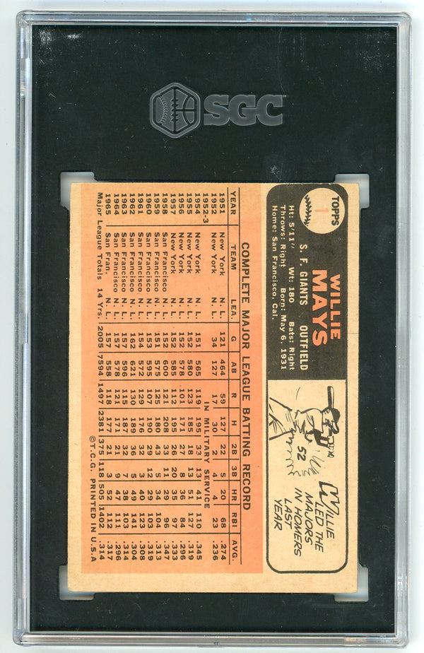 Willie Mays 1966 Topps Card #1 SGC 1.5