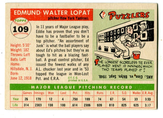 Edmund Walter Lopat  1955 Topps #109 Card