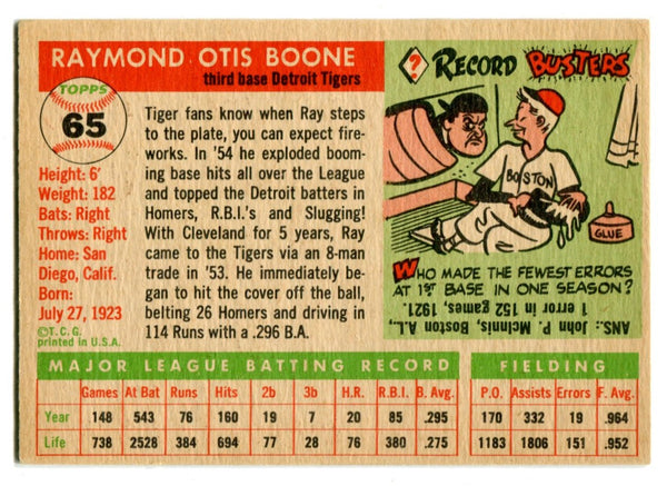 Ray Boone 1955 Topps #65 Card