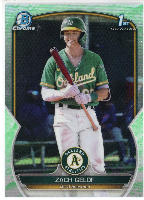 Zach Gelof 2023 Bowman Chrome 1st Bowman Lunar Glow Refractor Card #BCP-1