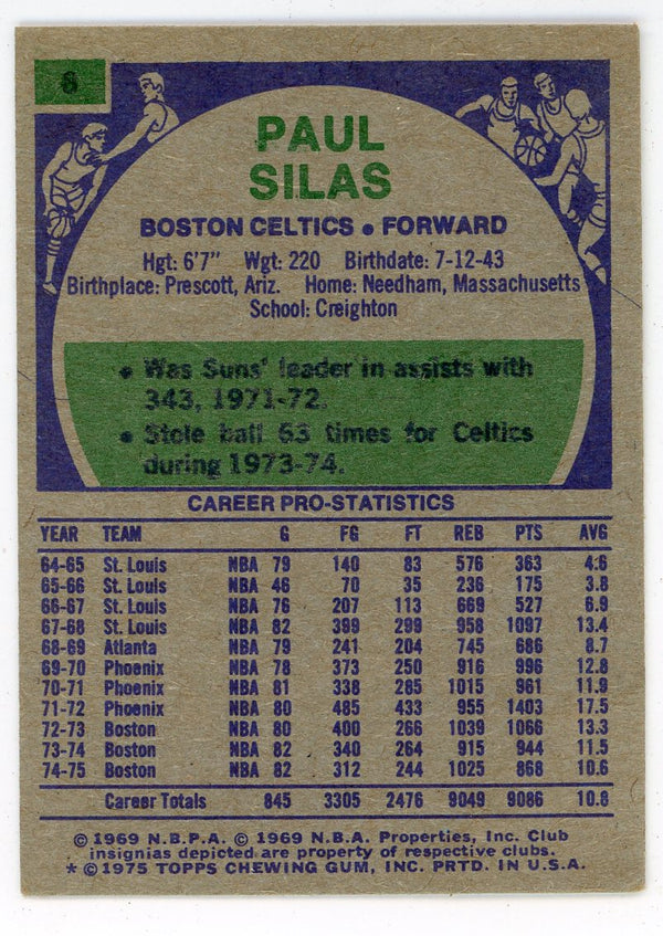 Paul Silas 1975 Topps #8