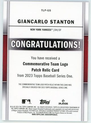 Giancarlo Stanton 2023 Topps Team Logo Patch Relic #TLP-GS