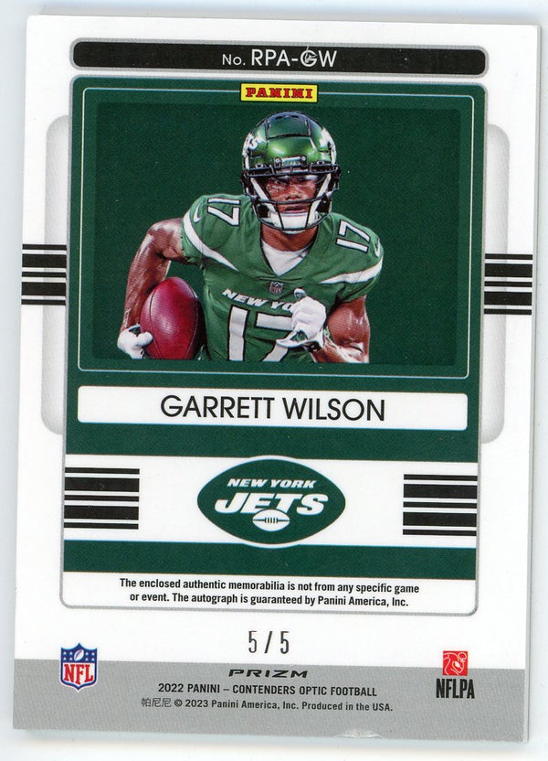 Garrett Wilson 2022 Panini Contender's Optics Rookie Patch Autographed RC #RPA-GW