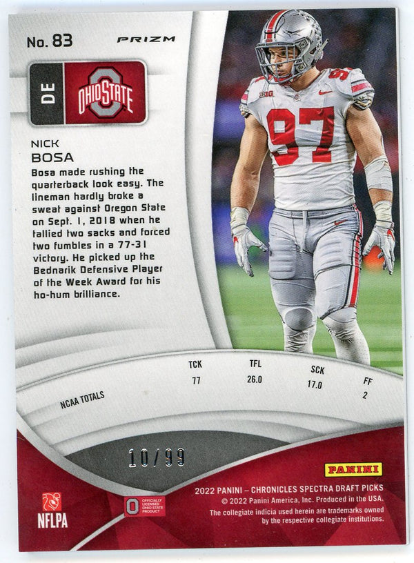 Nick Bosa 2022 Panini Chronicle Spectra Draft Picks Prizm #83