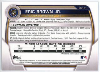 Eric Brown Jr. 2023 Bowman Chrome Aqua Lunar Crater Refractor Card #BCP-41