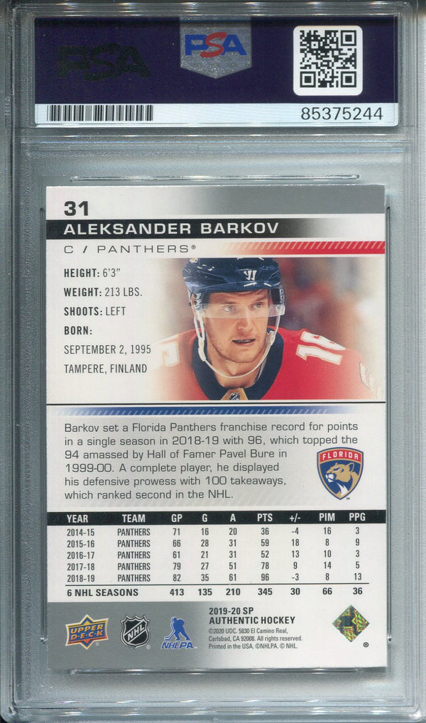 Aleksander Barkov Autographed SP Authentic Upper Deck Card PSA Auto Grade 10