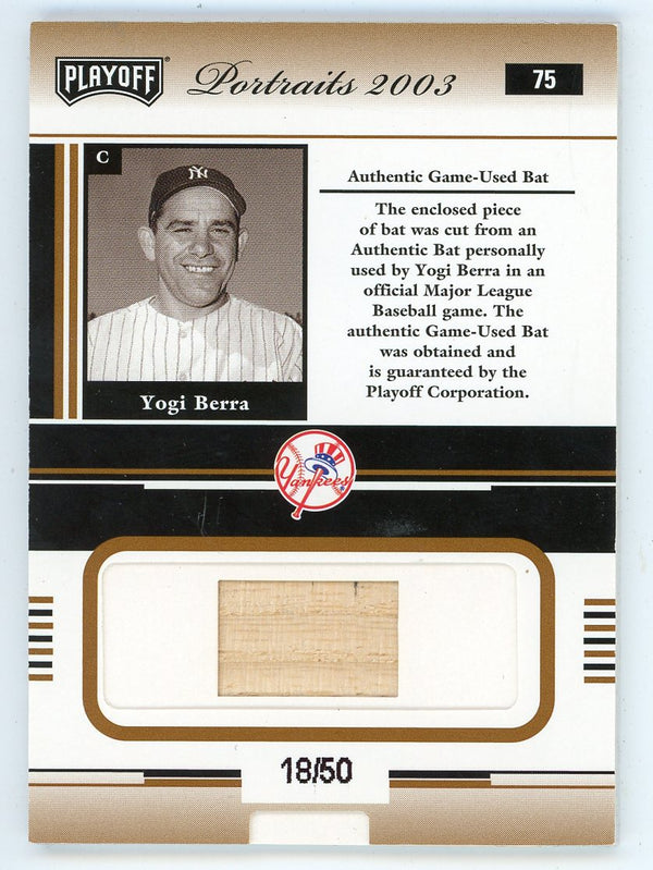 Yogi Berra 2003 Playoff Portraits Bat Relic #75