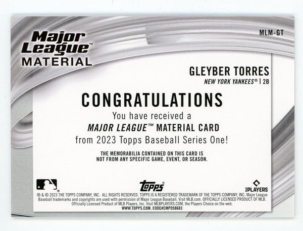 Gleyber Torres 2023 Topps Major League Material #MLM-GT Card