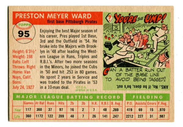 Preston Ward 1955 Topps #95 Card