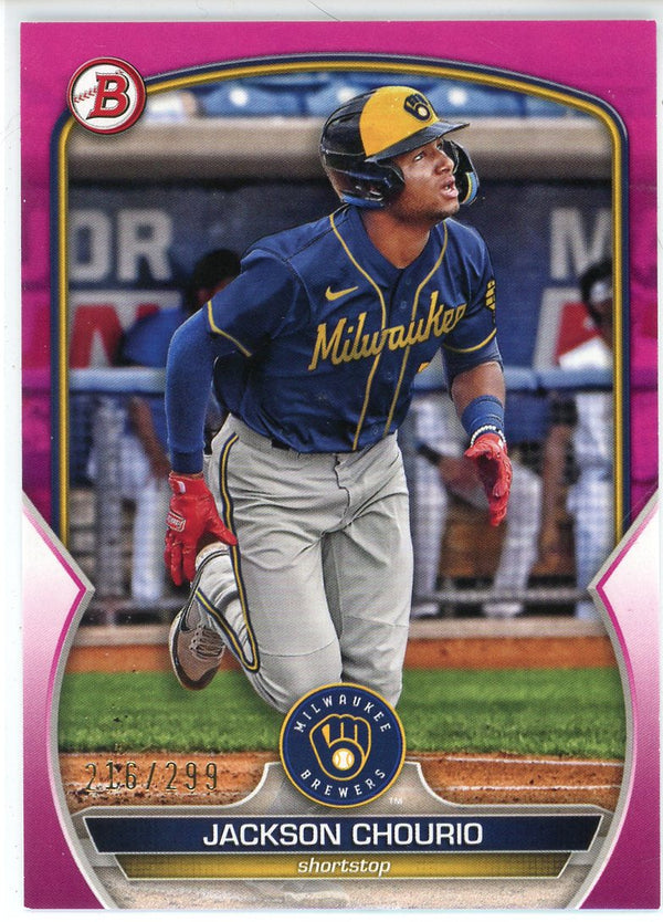 Jackson Chourio 2023 Bowman Prospect Hot Pink Card #BP-76